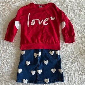 💖 Girl’s Valentine’s Day Outfit 💕 Shirt & Jean Skirt Set | BMG Size 6